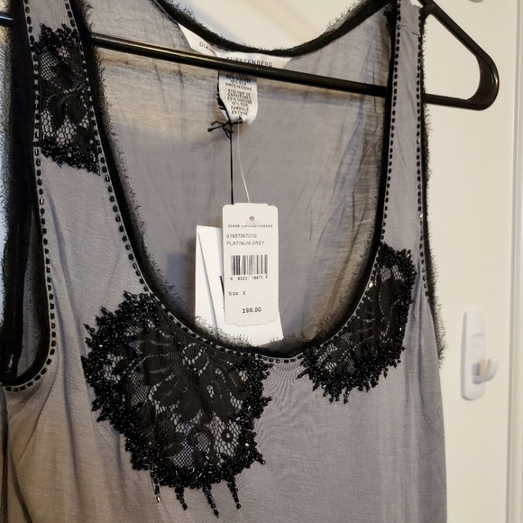 NWT Diane Von Furstenberg Tank Kama Silk Blend Lace Detail Top Blouse Small DVF - Picture 5 of 7